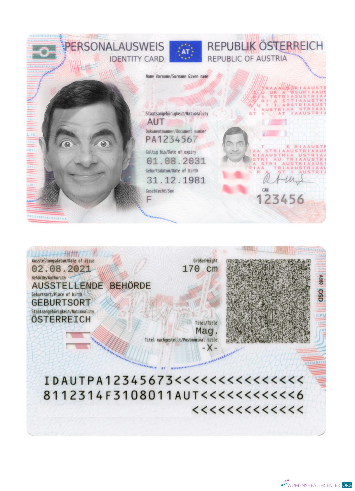 Download Austria ID 2021 present Photoshop template